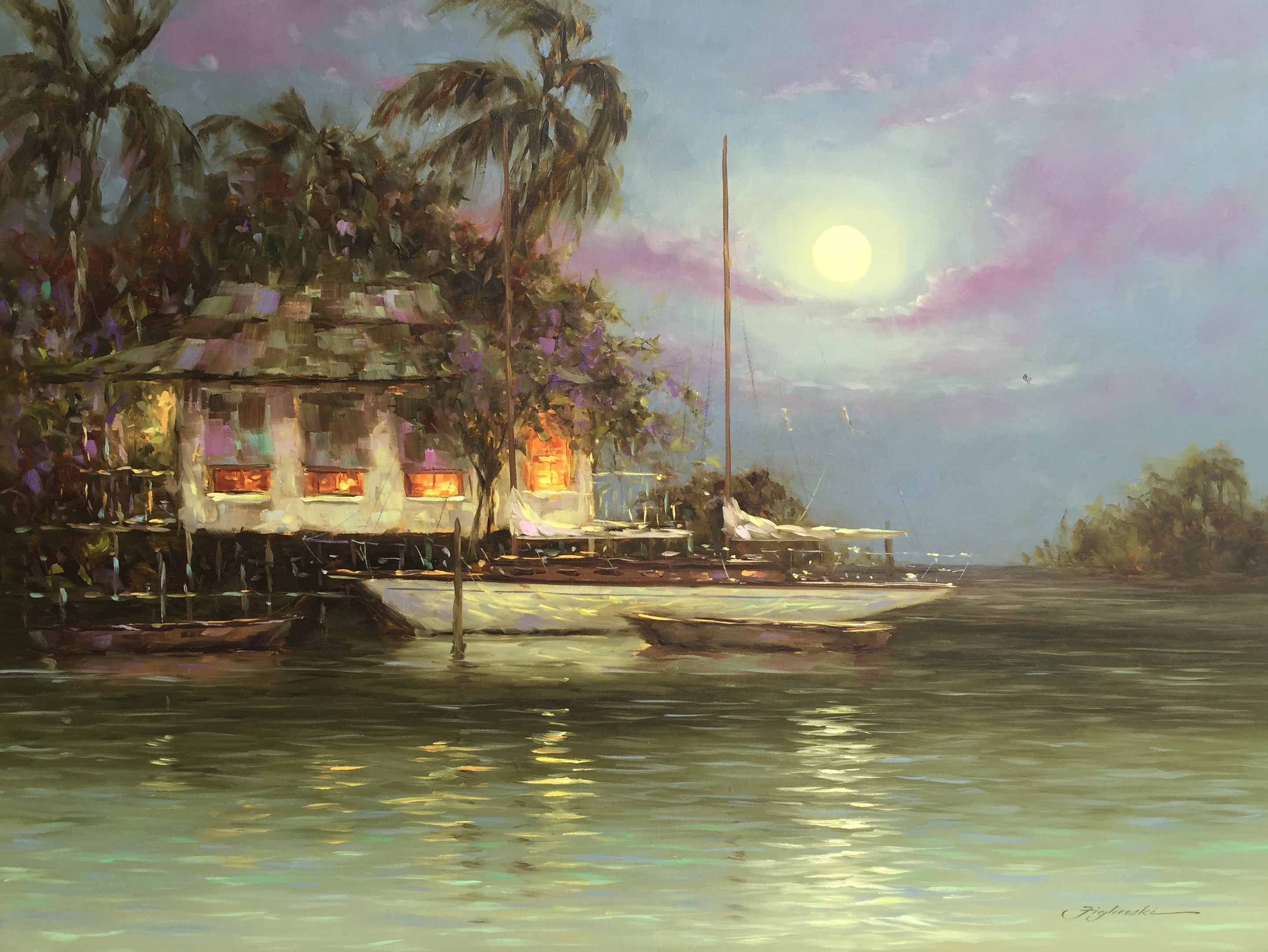 Tropical art, Figlinski, oil painting