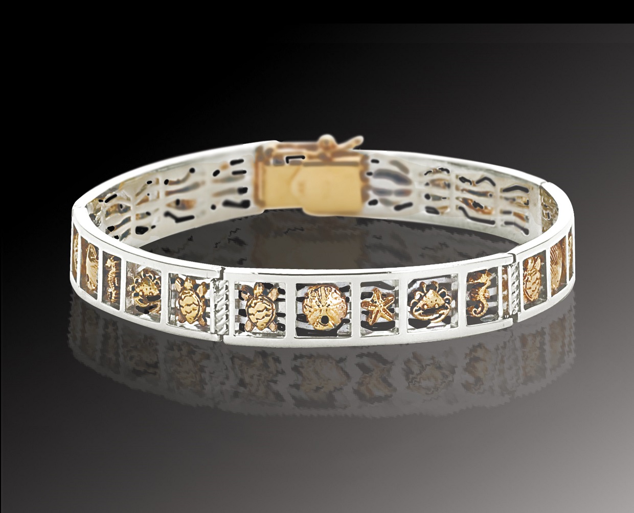 Silver and 14k gold reef bracelet