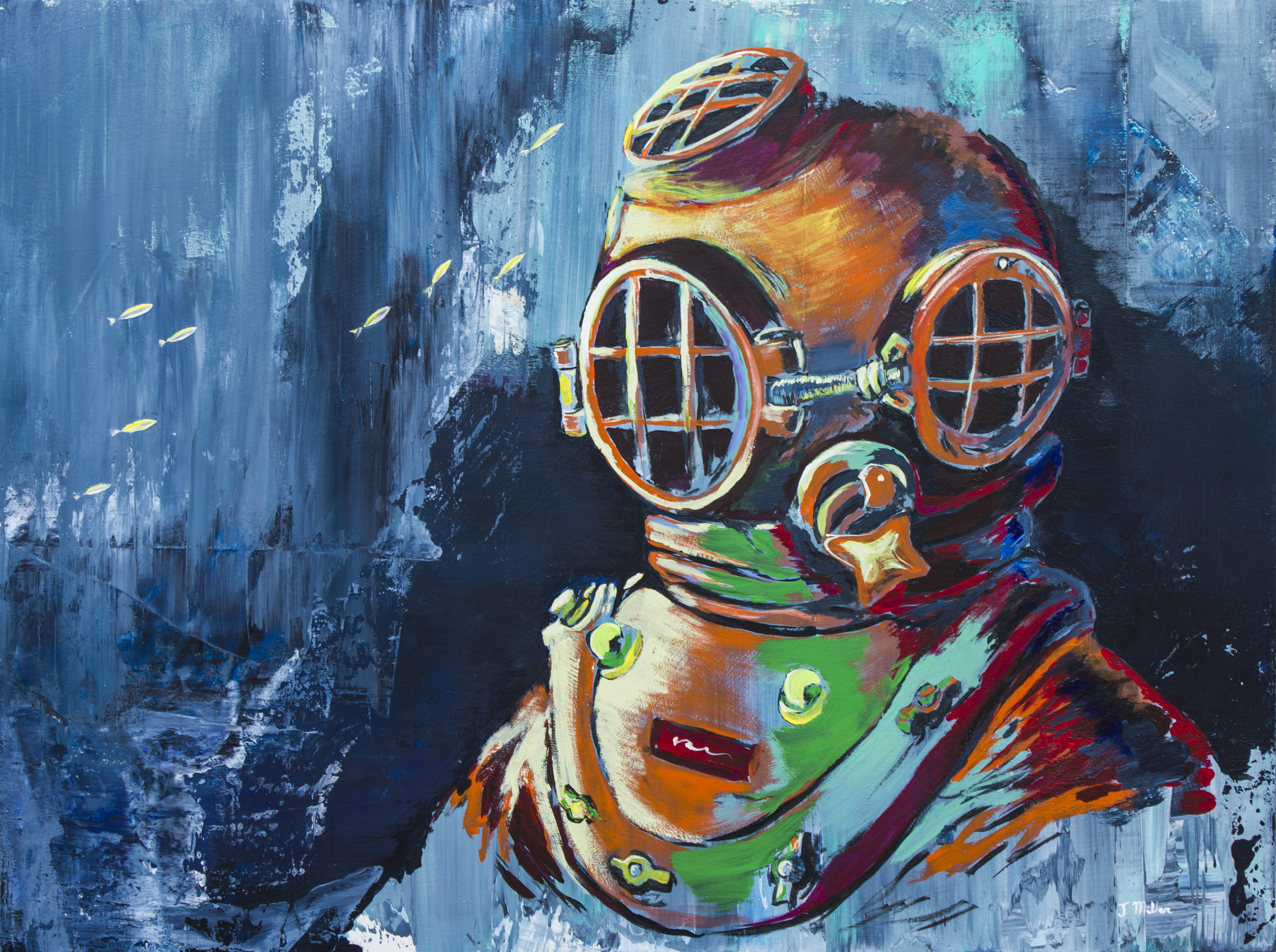 "Deep Sea" original acrylic painting on masonite