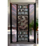 glass & metal artwork depicting cicadas & leaves