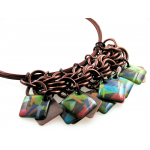 Turquoise and Mahogany Geometric Bib Necklace
