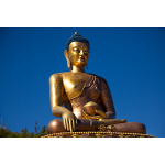 Made of bronze and gilded in gold and the largest sitting Buddha in the world at 169 feet, the Buddha Dordenma Statue sits atop a prayer-flag-festooned hill in Kuenselphodrang Nature Park; Thimphu, Bhutan.