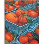 Naranjas Oranges Clementines Tangerines Fruit Fresh burlap coffee blue paper crates