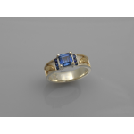 Silver and 14k gold reef ring with sapphire