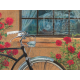 Caffe Italiano Bicycle Original Pastel Coffee Art Print by Megan Morgan red roses cafe espresso italian brick burlap flowers bikes cycles