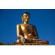 Made of bronze and gilded in gold and the largest sitting Buddha in the world at 169 feet, the Buddha Dordenma Statue sits atop a prayer-flag-festooned hill in Kuenselphodrang Nature Park; Thimphu, Bhutan.