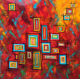 Acrylic painting on hand stretched canvas finished with a super high gloss.  This painting is from Sharon Spillar's K-Pax Series.   Very fun and vibrant. 