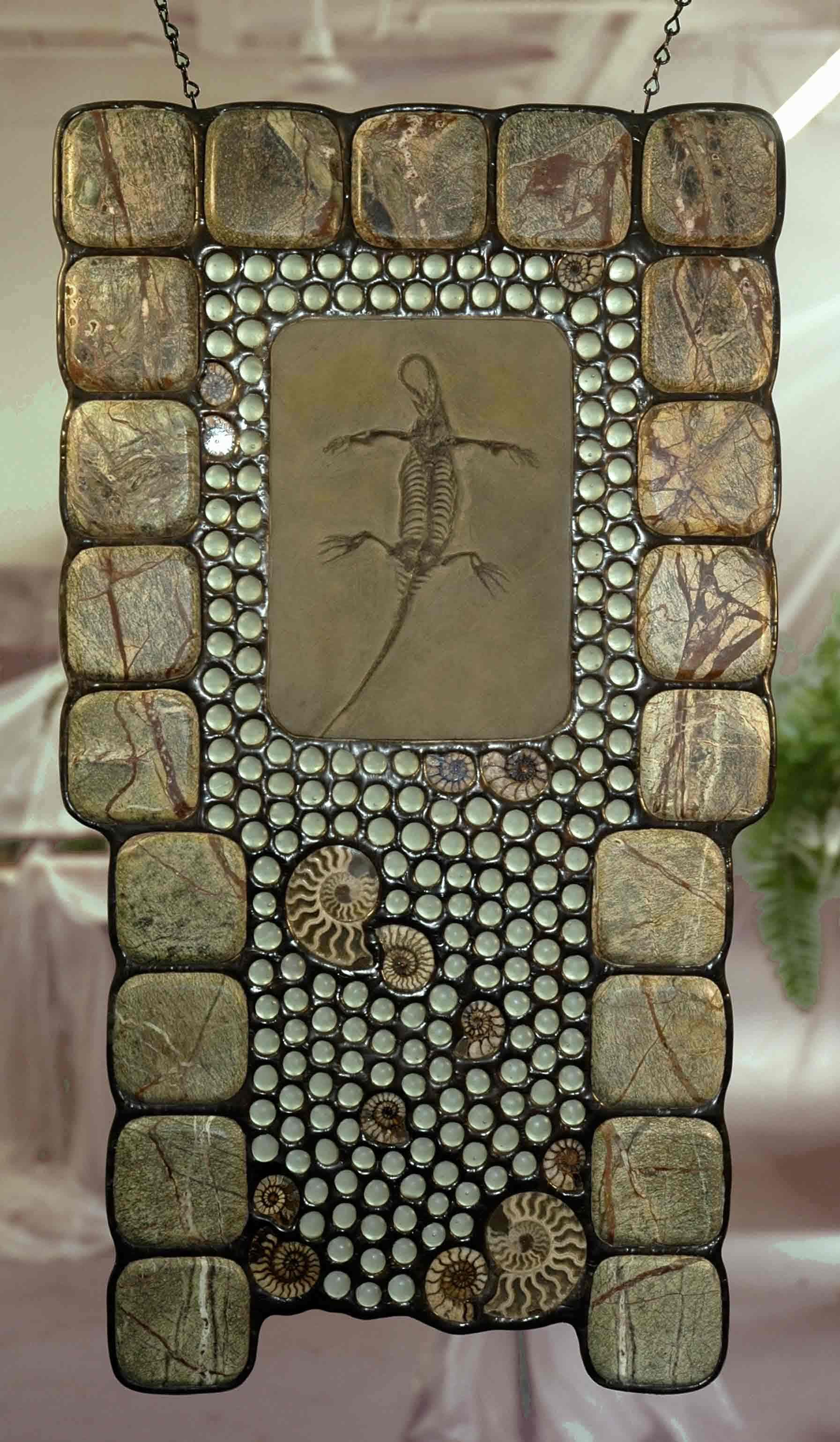 stone glass and fossil artwork